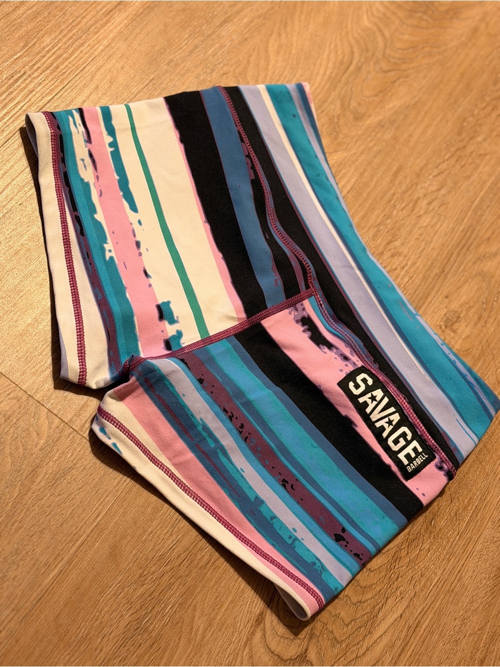 Savage Barbell Black Pink Blue Athletic Mini Booty Shorts